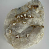 Collier 5 cœurs nacrés