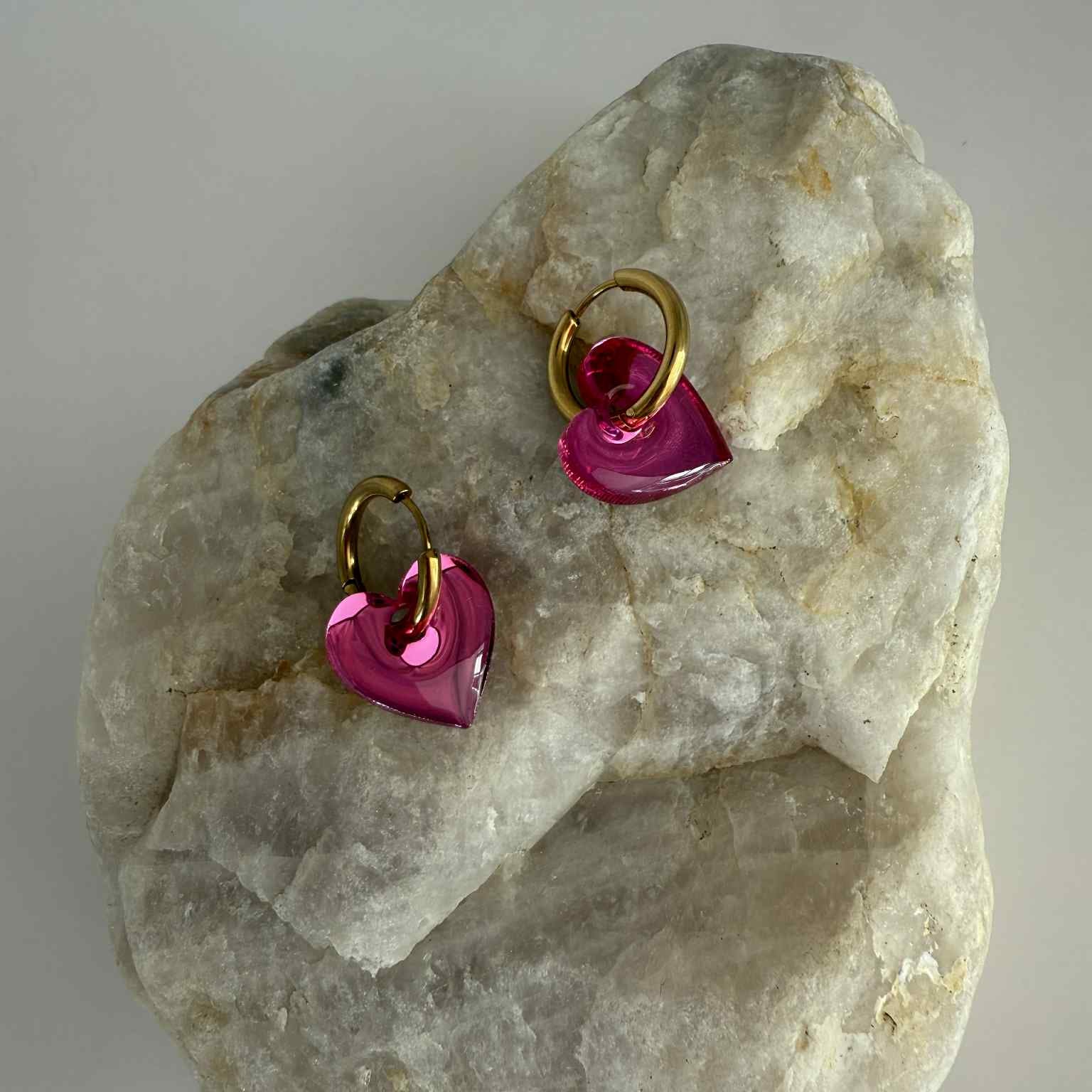 Boucles d’oreilles créoles cœur miroir