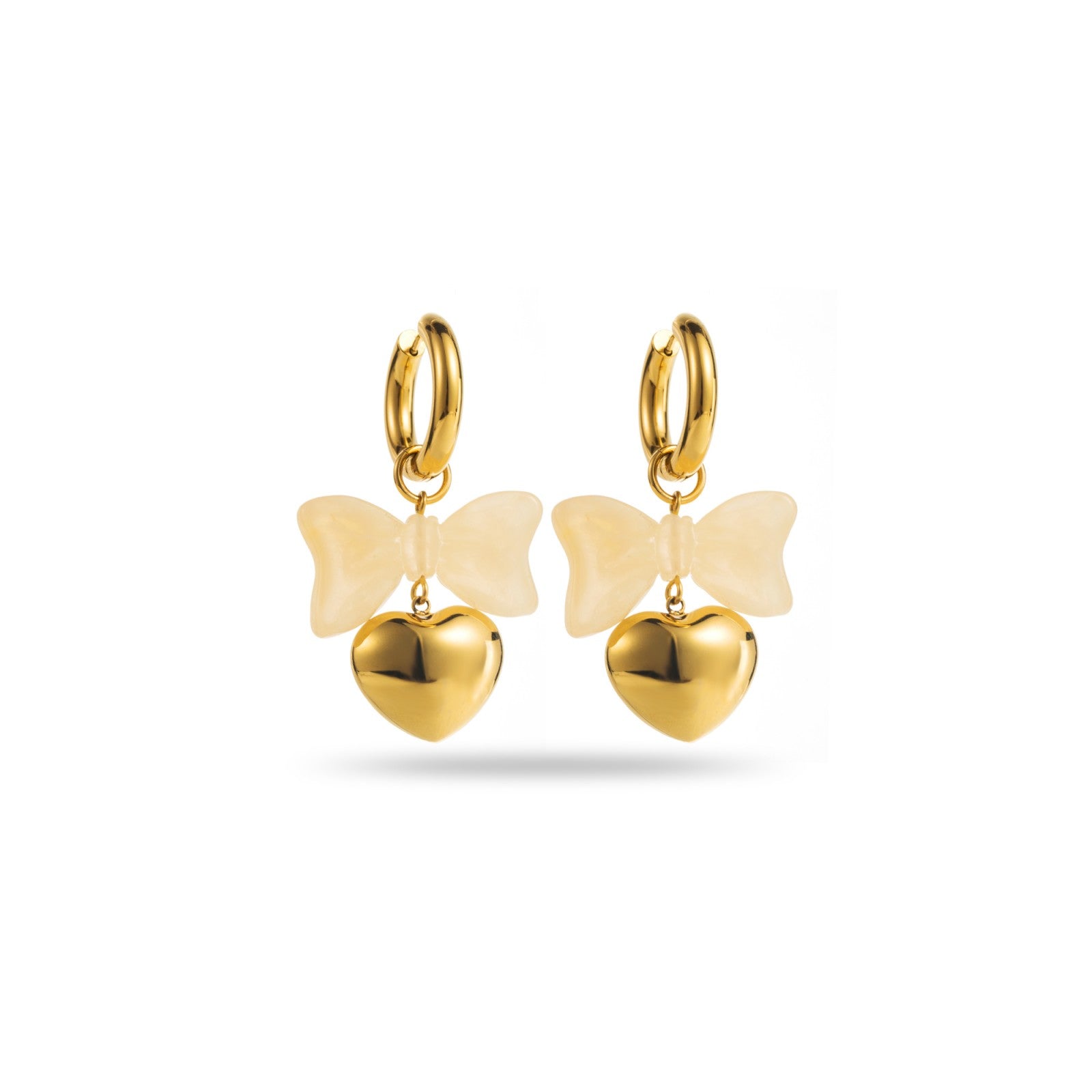 Boucles d’oreilles mini créoles nœud & cœur