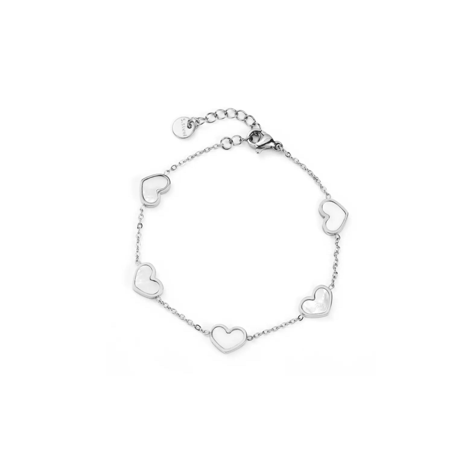 Bracelet 5 cœurs nacrés