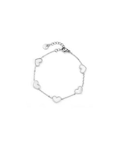 Bracelet 5 cœurs nacrés
