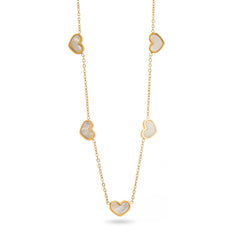 Collier 5 cœurs nacrés