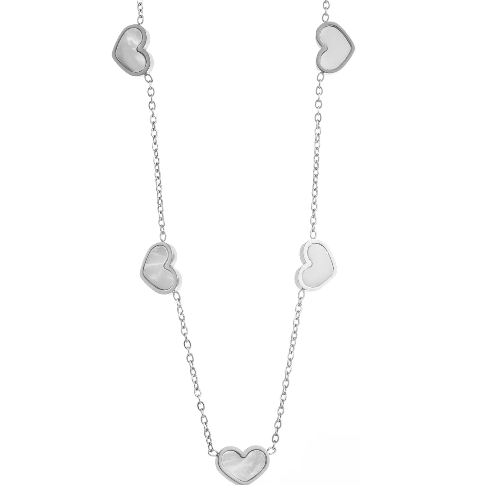 Collier 5 cœurs nacrés
